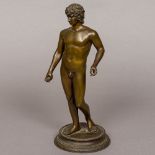 After the Antique, A Grand Tour patinated bronze sculpture formed as a naked male figure 27.