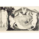 MICHAEL TINGLE (born 1954) British (AR) French Bathers Etching, limited edition numbered 7/75,