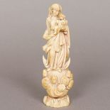 A 17th/18th century ivory figural group Formed as the Madonna and child,