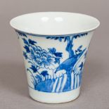 An 18th/19th century Chinese blue and white porcelain cup Of flared cylindrical form,