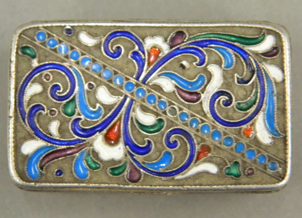 A champleve enamel and silver snuff box Of hinged rectangular form, - Image 6 of 10