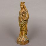 An antique carved oak figural group Formed as the Madonna and child,