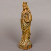 An antique carved oak figural group Formed as the Madonna and child,