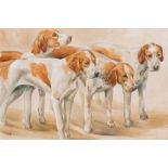KATE BROOKS (20th/21st century) British (AR) Foxhounds Pastel and gouache on board, signed, framed.