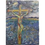 HERBERT KNIGHTS (20th/21st century) British, Jesus on the Cross, oil on canvas, unsigned, unframed.