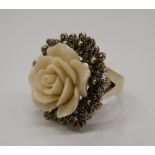 A silver marcasite ring. Ring size M.