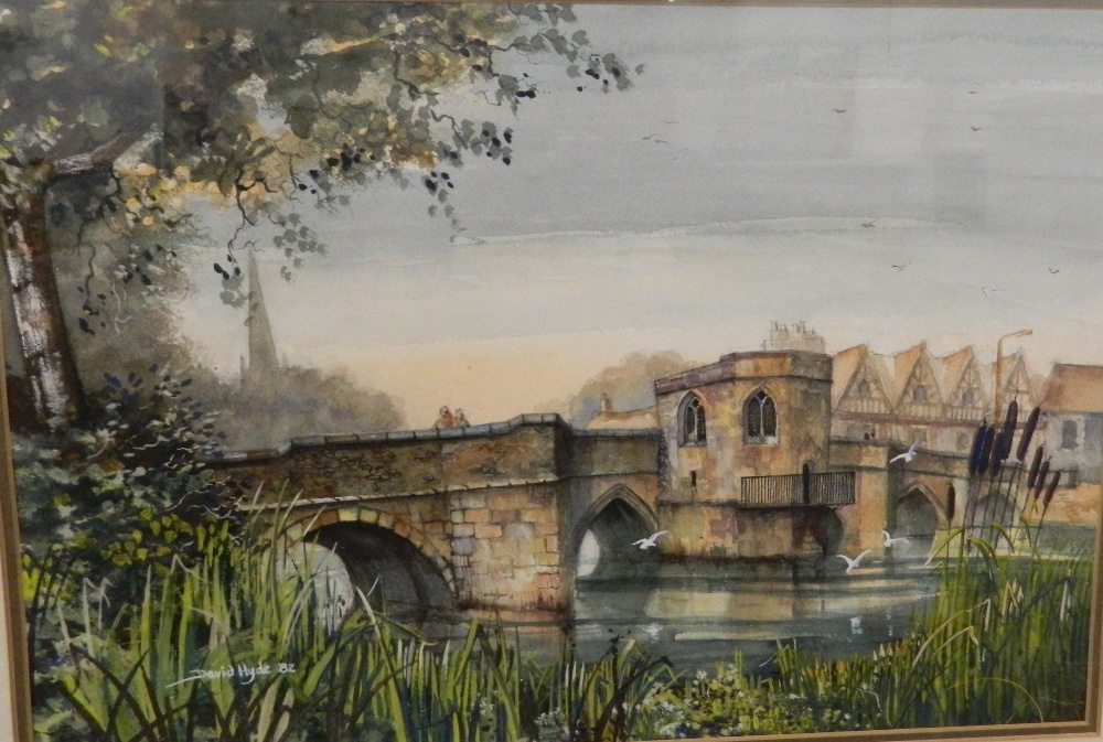 DAVID HYDE (20th/21st century) British, St Ives Bridge, Cambridgeshire, watercolour,