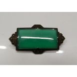 An Art Deco silver green brooch, stamped Sterling, Germany. 4.5 cm wide.