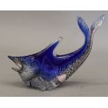 A Murano glass paperweight formed as a fish. 15.5 cm high.