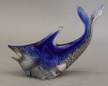 A Murano glass paperweight formed as a fish. 15.5 cm high.