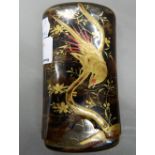 An early 20th century Japanese gilt and red lacquer decorated case. 12 cm high.
