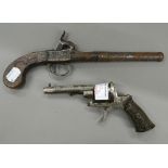 Two antique pistols. Largest 28 cm long.