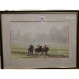 T D PEARSON, Horses on the Gallops, watercolour, together with another, both framed and glazed.