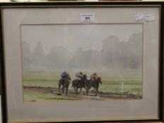 T D PEARSON, Horses on the Gallops, watercolour, together with another, both framed and glazed.