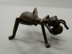 A Japanese bronze model of an ant. 5 cm long.