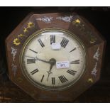 A 19th century inlaid rosewood dial clock. 31 cm wide.