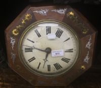 A 19th century inlaid rosewood dial clock. 31 cm wide.