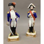 A pair of Continental porcelain models of soldiers. 24 cm high.