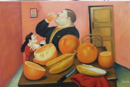 Orange Juice Drinker, signed SMITH. 91.5 x 61 cm.