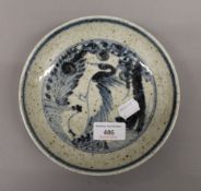 A Chinese blue and white porcelain dish. 18 cm diameter.