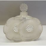 A Lalique frosted glass scent bottle. 9 cm wide.