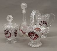 Four Hofbauer glass items. The largest 31.5 cm high.