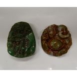 Two jade pendants. Buddha pendant 4.5 cm diameter.