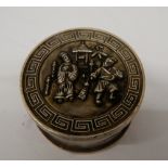 A Chinese round box. 4.5 cm diameter.