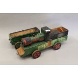 A vintage scratch built wooden train. The engine 53 cm long.