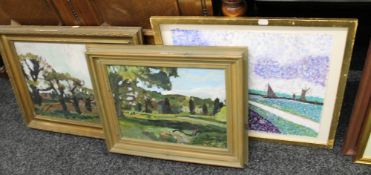 HERBERT KNIGHTS (20th/21st century) British, three Abstract Landscapes, all framed (3).