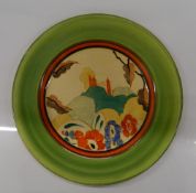 A Clarice Cliff Fantasque Bizarre Alton pattern plate. 23 cm diameter.