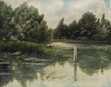 R FOOT (19th/20th century) British, Pangbourne Weir, oil on canvas, signed and dated 1901, framed.