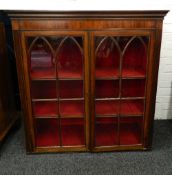 A 19th century glazed mahogany cabinet, on later stand. 108 cm wide.