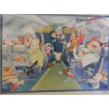KIRSTEN, The Stewardess, print, framed and glazed. 50 cm wide.