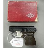A Mondial Brevettata 1949 calibre 22 starting pistol, boxed.