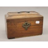 A Georgian mahogany tea caddy and a book form box. The caddy 23 cm wide.