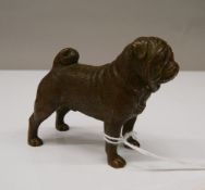 A bronze model of a pug. 8 cm wide.