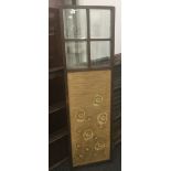 A Victorian folding screen and an oak panel. Screen 157.5 cm high, Panel 107 cm wide.