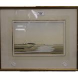 GODFREY SAYERS, Thornham, Norfolk, watercolour, framed and glazed. 26.5 x 17.5 cm.