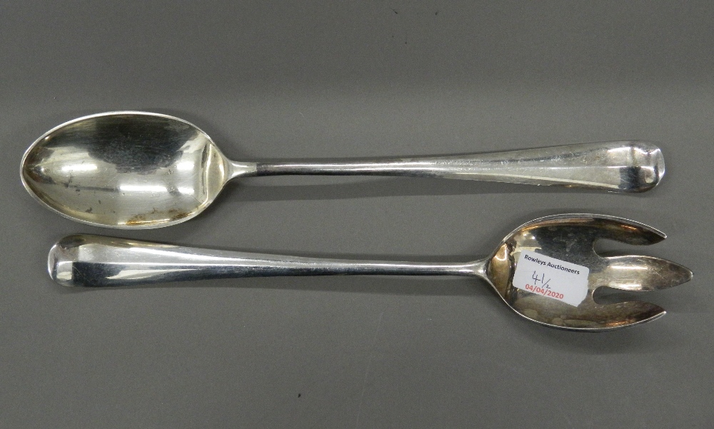 A quantity of various silver and plated items. Salad servers 33.5 cm long. - Image 2 of 6