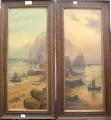 A pair of oils on canvas, Beachside Scenes, each signed J GOURD, framed. 22 x 62 cm.