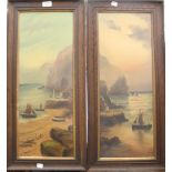 A pair of oils on canvas, Beachside Scenes, each signed J GOURD, framed. 22 x 62 cm.