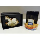 A boxed Royal Crown Derby Treasures of Childhood Rocking Horse and a boxed Noah's Ark.