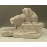 A Doulton Lambeth model of two polar bears. 32 cm wide.