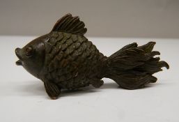 A Japanese bronze model of a fish. 7.5 cm long.