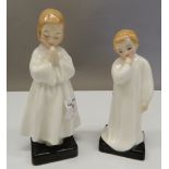 Two Royal Doulton figurines, Bedtime and Darling. The former 15 cm high.