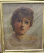 MARIE LARSON, Portrait of a Girl, oil on canvas, framed.