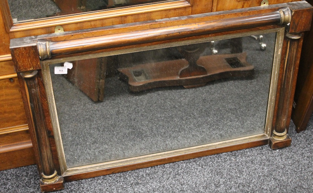A 19th century overmantle mirror and a triptych mirror. The former 93 cm wide.