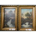 HC HEFFER (late 19th/early 20th century) British, Country Streams, oils on board, a pair, signed,