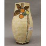 A large Art Nouveau tube lined vase. 26.5 cm high.